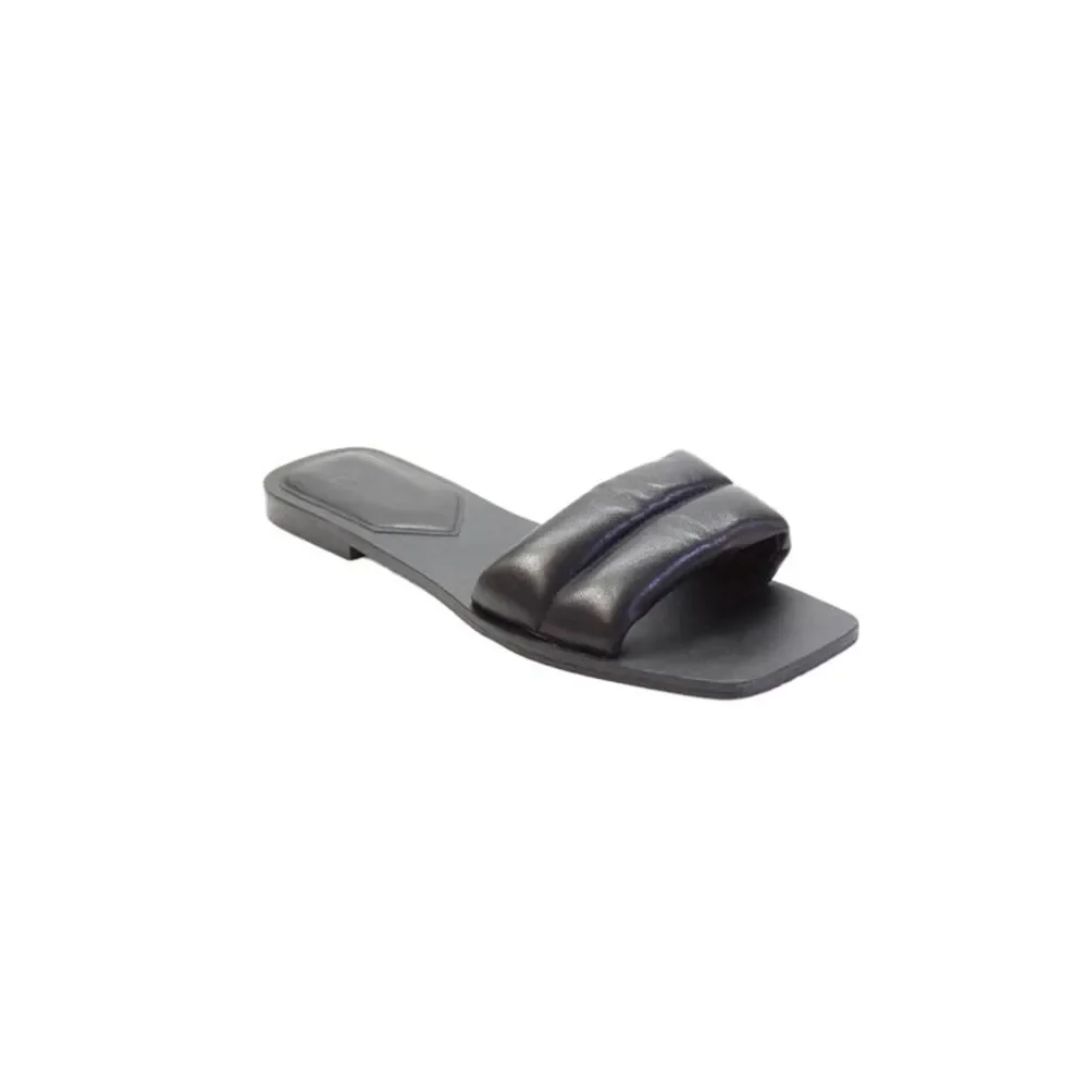 Marc Fisher Women's Square Toe Leather Slide Sandals Black Size 10 - Picture 1 of 5